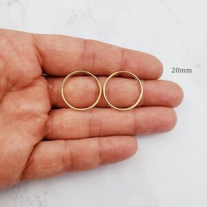 1 Pair 14K Gold Filled Large Endless Hoop Earrings 20mm, 24mm, 30mm, 35mm Earring Wires Earring Hook Component image 3