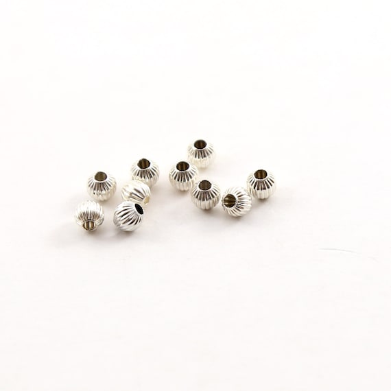 10 Pieces 4mm Corrugated Seamless Round Sterling Silver 925 Spacer Beads