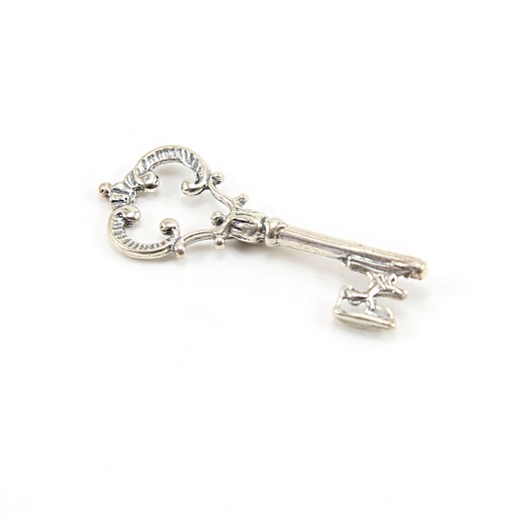 Sterling Silver Victorian Detailed Fancy Large Key Pendant