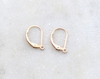 1 Pair Simple Rose Gold Filled Minimal Leverback Earring Hooks Earring Component