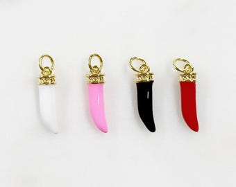 Enamel curved horn charm choose your color gold plated dagger charm jewelry making charms