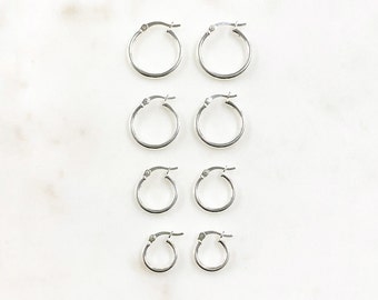 1 paire de boucles d'oreilles en argent sterling avec tube flexible épais 20 mm, 18 mm, 15 mm, 12 mm Fils de boucle d'oreilles Crochet de boucle d'oreille