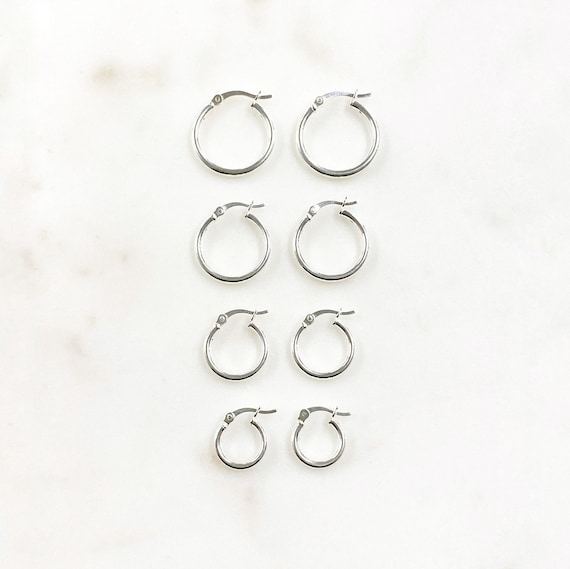 1 Pair Sterling Silver Thick Flex Tube Hoop Earrings 20mm, 18mm, 15mm, 12mm Earring Wires Earring Hook Component