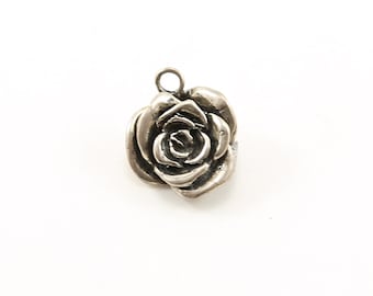 Sterling gedetailleerde dikke mooie Rose Flower Plant natuur charme in sterling zilver