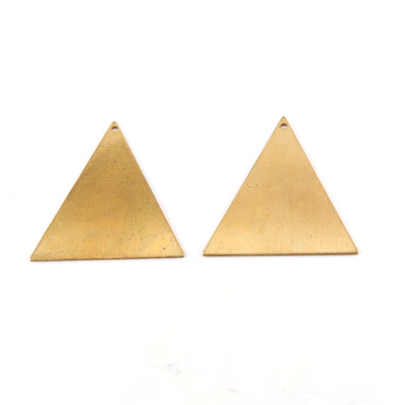 2 Pieces Large 28mm x 25mm Raw Brass Metal Smooth Triangle Stamping Blank Triangle Charm Pendant Raw Brass