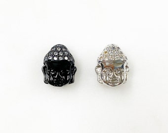 Buddha-Kopf Bead Charm wählen Sie Ihre Farbe Gunmetall überzogene oder rhodinierte spirituelle religiöse traditionelle Schmuck machen Perlen und Anhänger