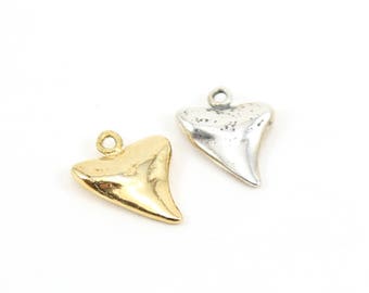 Smooth Shark Tooth Charm Pendant Ocean Animal Nautical Charm in Sterling Silver or Vermeil Gold