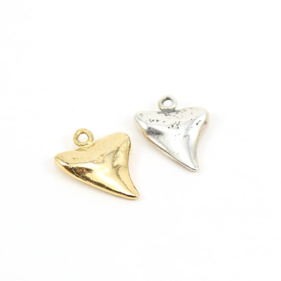 Smooth Shark Tooth Charm Pendant Ocean Animal Nautical Charm in Sterling Silver or Vermeil Gold