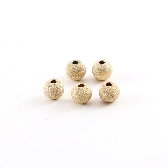 5 Pieces 5mm Stardust Bead Shiny Sparkle Seamless Round Round 14K Gold Filled Spacer Beads