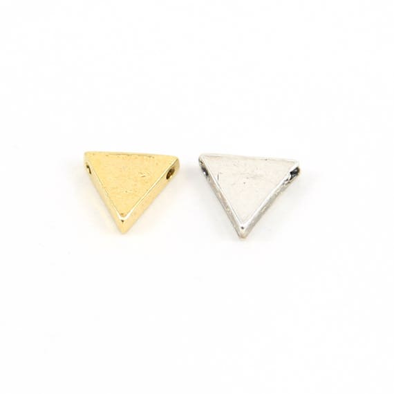 Thick Triangle Bead Connector Piece for Necklace or Bracelet Sterling Silver or Vermeil Gold