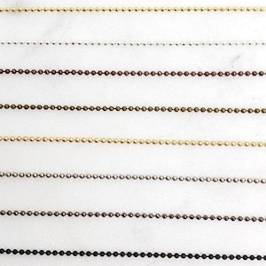 3 Ft Tiny Delicate  1mm Base Metal Shiny Gold, Silver, or Matte Gold Plated Ball Chain Dog Tag Chain / Chain by the Foot / Unfinished Chain