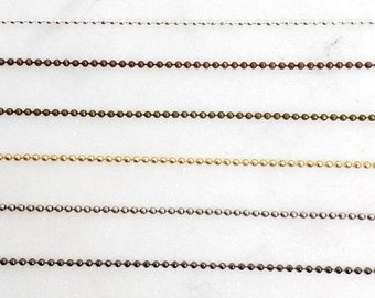 3 Ft winzige zarte 1 mm Basismetall glänzendes Gold, Silber oder Mattvergoldet Kugelkette Dog Tag Kette / Kette durch den Fuß / unfertige Kette