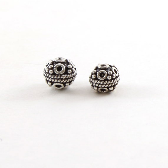 Unique Textured Artisan Sterling Silver Bali Style Accent Round Spacer Bead - Choose your size 6mm or 7mm