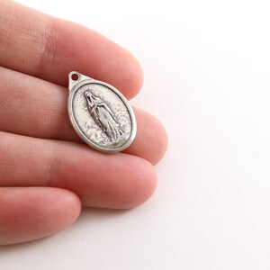 Sterling Silver Our Lady of Lourdes Oval Medallion Charm Vintage ...