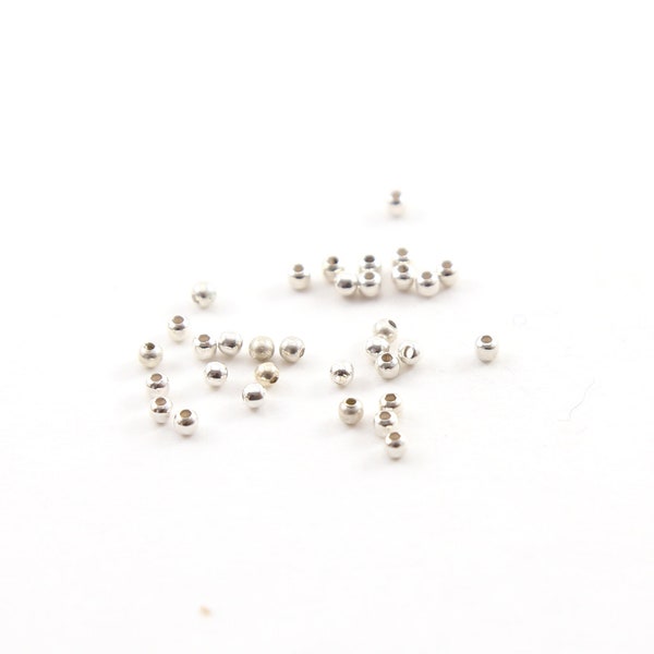 25 Pieces 2mm Smooth Seamless Round Sterling Silver 925 Spacer Beads