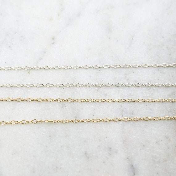 Dainty Figure 8 Shiny Chain 14K Gold Filled or Sterling Silver Permanent Jewelry / Sold by the Foot / Bulk Unfinished Chain