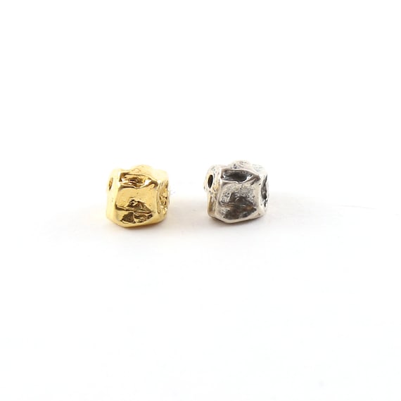 Large 8mm Raw Shape Nugget Spacer Bead in Sterling Silver or Vermeil Gold