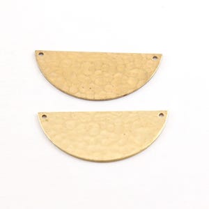 2 pieces large lightweight raw brass metal stamping blank half circle connector charm pendant