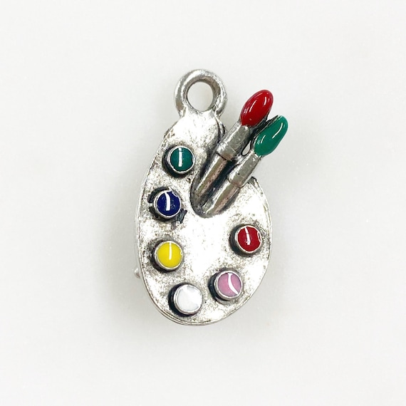 Artist Palette Pewter Charm Unique Art Paint Colorful Jewelry Making Charm