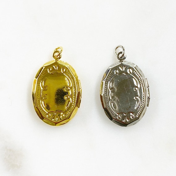 1 Piece Oval Vintage Inspired Locket Choose Your Color Gold or Silver Base Metal Locket Charm