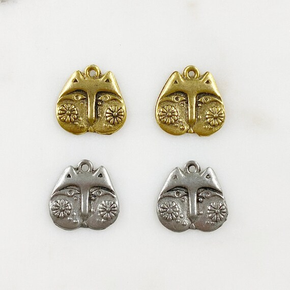 2 Piece Pewter Base Metal Unique Owl Charm Choose Your Color Antique Gold or Antique Silver Animal Charms Jewelry Making Supplies