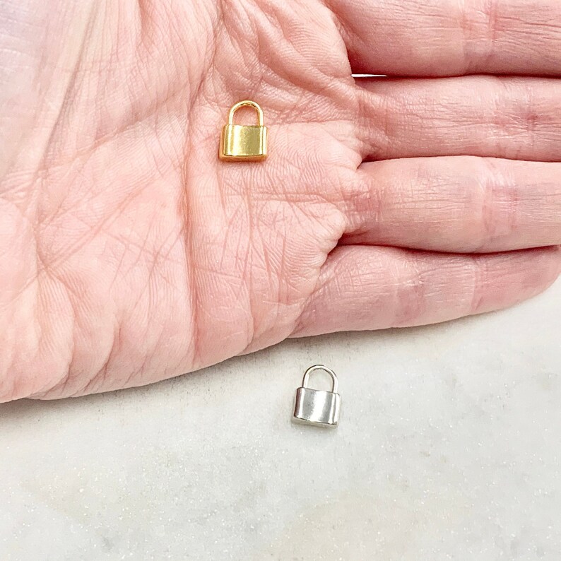 Cute Padlock Lock Charm in Small or Large Vermeil or Sterling Etsy