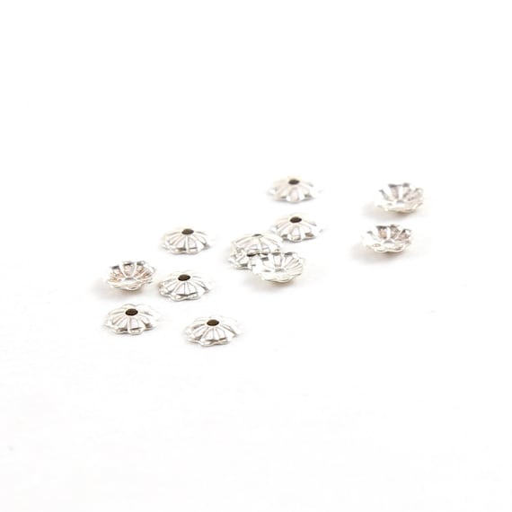 10 Pieces 4mm Sterling Silver Flower Bead Cap Jewelry Making Supplies