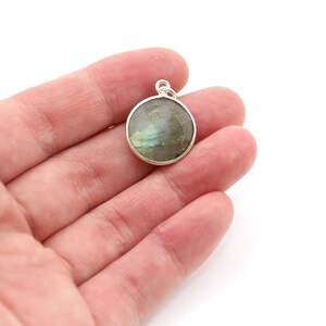 Labradorite Faceted Gemstone Bezel Pendant in Gold Plated over Sterling Rim or Sterling Rim image 2