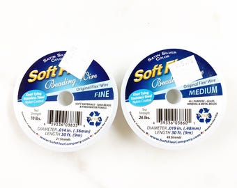 Soft flex silver original flex wire choose your size fine or medium stainless steel wire jewelry making arts and crafts