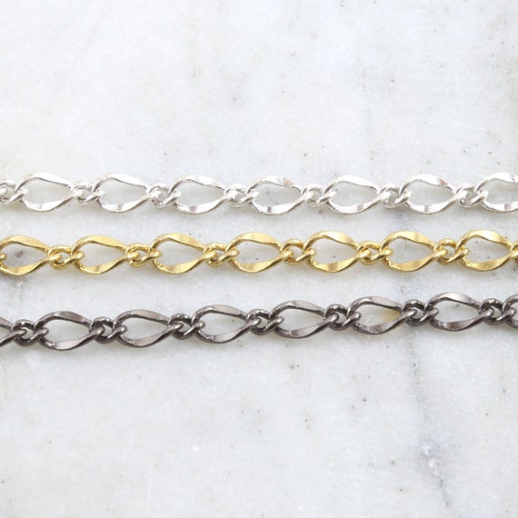 Base Metal Large Curb Chain Extender in Shiny Gold, Shiny Silver, Gunmetal  / Chain by the Foot