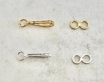 Vermeil or Sterling Silver Small Soldered Closed Loop Hook and Eye Infinity Clasp Set Jewelry Making Supplies Chain Findings