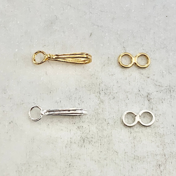 Vermeil or Sterling Silver Small Soldered Closed Loop Hook and Eye Infinity Clasp Set Jewelry Making Supplies Chain Findings