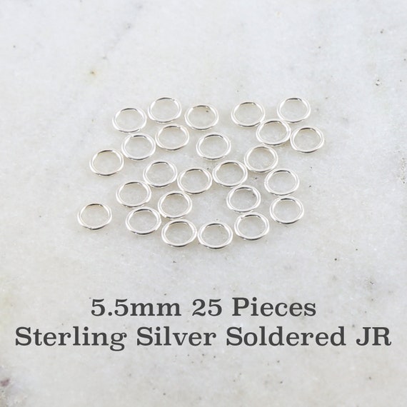 25 Pieces 5.5mm 20 Gauge Sterling Silver Soldered Closed  Jump Rings Charm Links Jewelry Making Supplies Sterling Findings