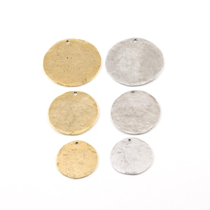 Large pewter base metal raw stamping blank circle coin charm pendant silver or gold plated small  24mm medium 30mm large 37mm