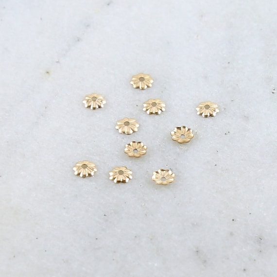 10 Pieces 4mm 14K Gold Filled Flower Bead Cap Jewelry Making Supplies