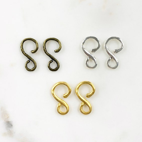 Larger 2 Piece Pewter Simple S Hook Choose Your Color Unique S Hook Clasp Findings