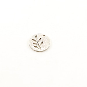 Round Sterling Silver Leaf Cut Out Disk Coin Silhouette Tree Nature Inspired Charms