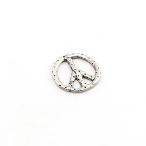 Whimsical Dotted Sterling Silver Peace Sign Charm Hippie Love 60&#39;s Charm