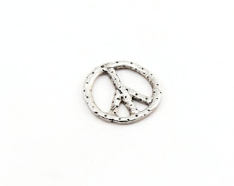 Whimsical Dotted Sterling Silver Peace Sign Charm Hippie Love 60's Charm