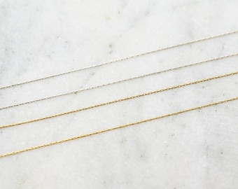 0.61mm Beading Chain Delicate Thin Sterling Silver or 14K Gold Filled Snake Chain Permanent Jewelry Sold by the Foot / Bulk Unfinished Chain