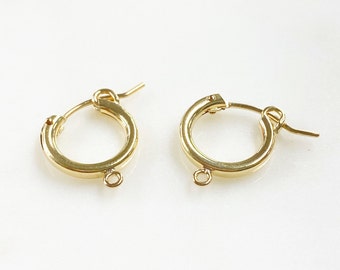 1 Pair- Thick Flex Tube Hoop 14k Gold Filled Classic Hoop Earring With 1 Loop Hoop Component Earring Wires Earring Hook