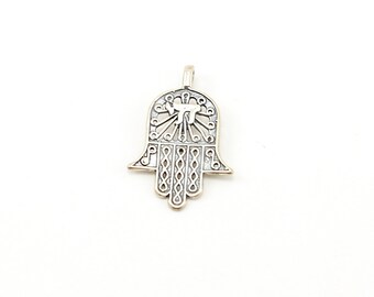 Large Sterling Silver Hamsa Filigree Life Charm