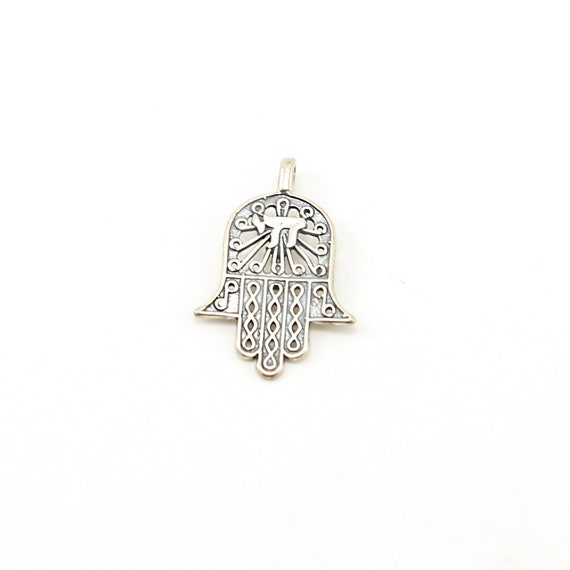 Large Sterling Silver Hamsa Filigree Life Charm