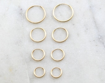 1 pair 14k gold filled small endless hoop earrings 16mm, 14mm, 12mm ,9mm earring wires earring hook component