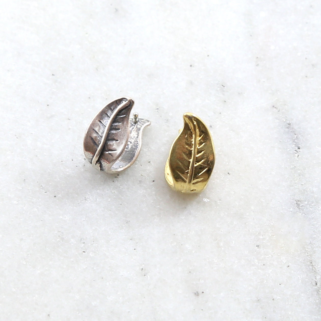 Cute Leaf Nature Pinch Bail in Sterling Silver or Vermeil - Etsy
