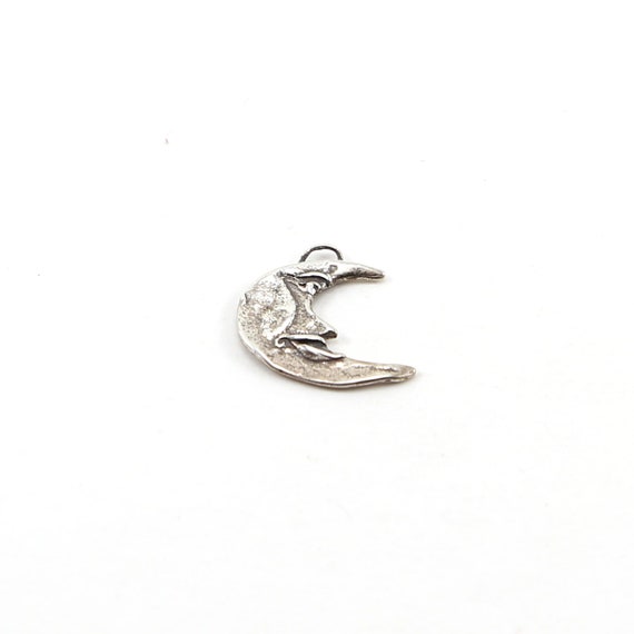 Whimsical Organic Artistic Crescent Moon Charm Celestial Pendant in Sterling Silver