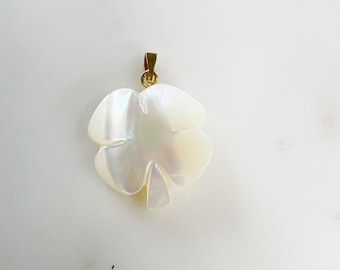 Mother of pearl four leaf clover charm smooth detailed pearl charm jewelry making charms & supplies