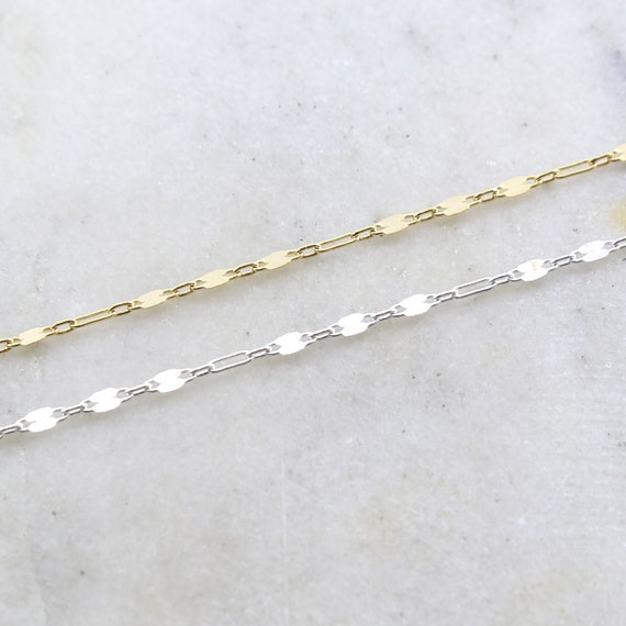 Gold or Silver Plated Base Metal Double Bar Link Choker Chain Dainty Minimal Modern Chain / Chain by the Foot Unfinished Chain