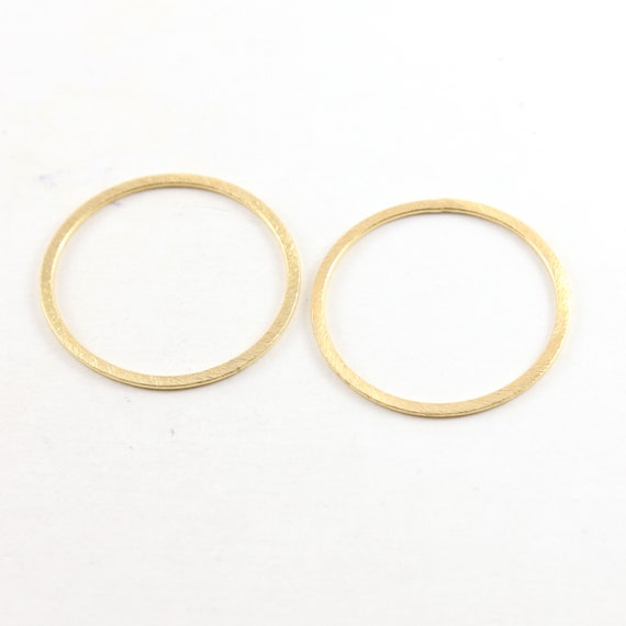 2 Pieces Medium 34mm Brushed Gold Textured Open Circle Connector Ring Rhodium Plated Brass