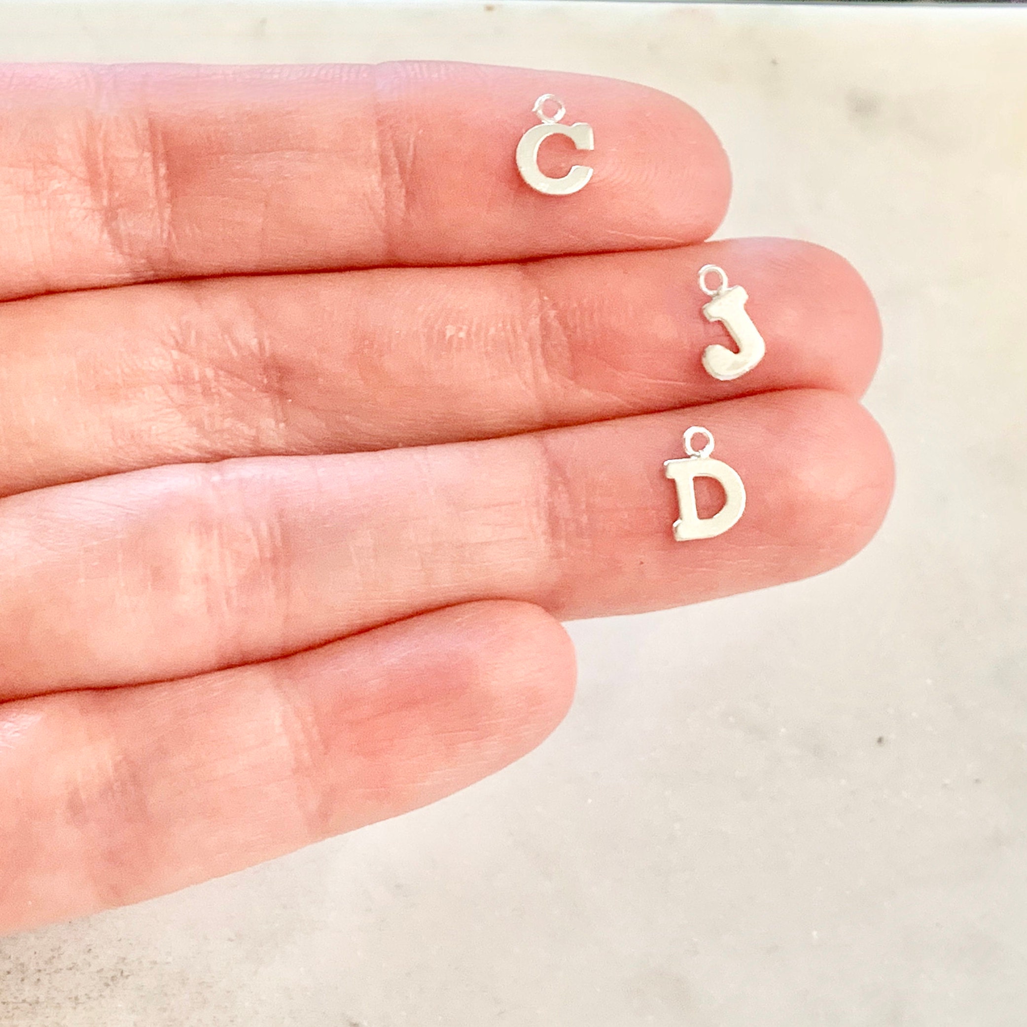 TINY Sterling Silver Block Letter Charms Initial Charm 